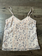 Abercrombie Fitch Women's Floral Lace Detail Cami Tank Top Blouse Pink XXS