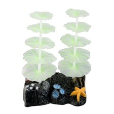 New Green Glowing Artificial Coral Ornament with Base for Aquarium Fish Tank
