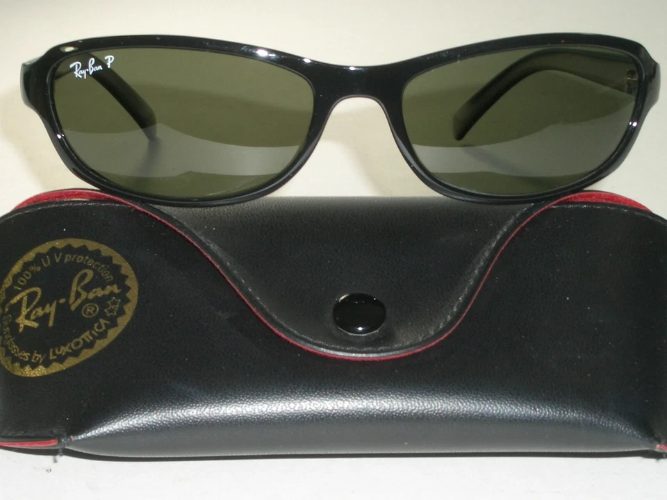 GAFAS DE SOL RAY BAN RB4076 ELEGANTES LENTES POLARIZADAS NEGRAS BRILLANTES ENVOLTURAS DEPREDADOR con FUNDA Foto 2 de 4
