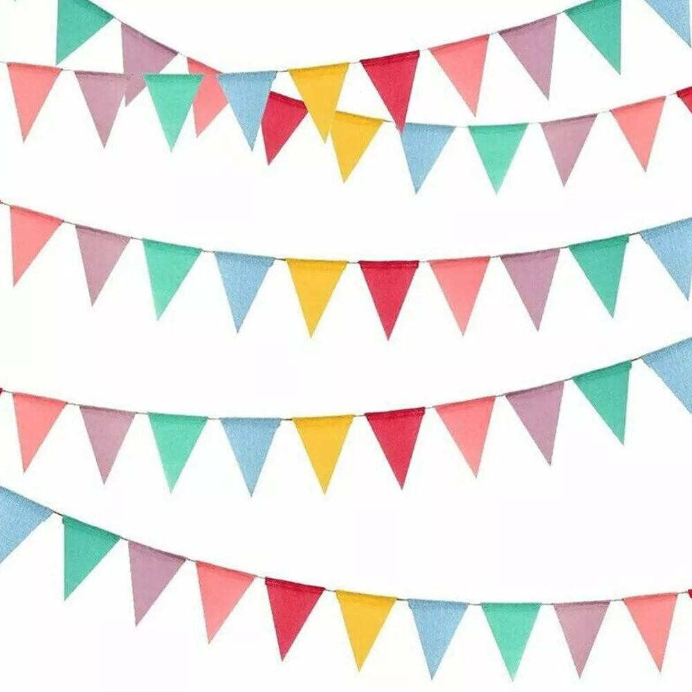 12 Multicolor Flags Imitated Burlap Bunting Banner Pastel Rainbow Decor  Fabric Triangle Flag Compatible With Party Birthday Wedding Kids Room  Classro