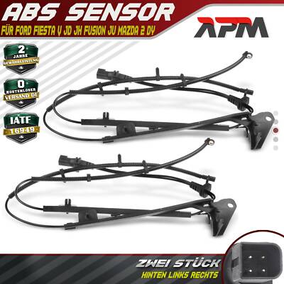 2x ABS Sensor Raddrehzahl Hinten für Ford Fiesta V JD JH Fusion JU Mazda 2 DY