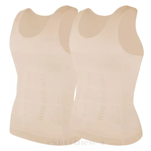 Herren Abnehmen Body Shaper Weste Gürtel Bauch Brust Kompression T-Shirt Tank Top - Bild 22 von 49