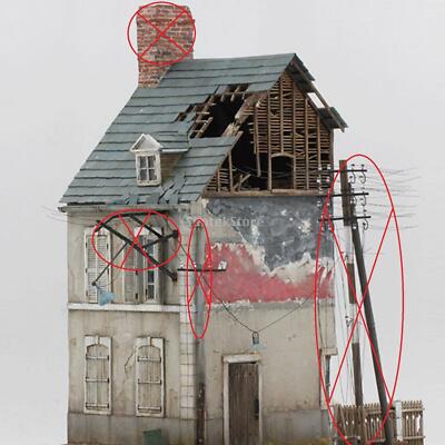 1/35 Building Model Kits Ruins House European Style Wooden for Landscape