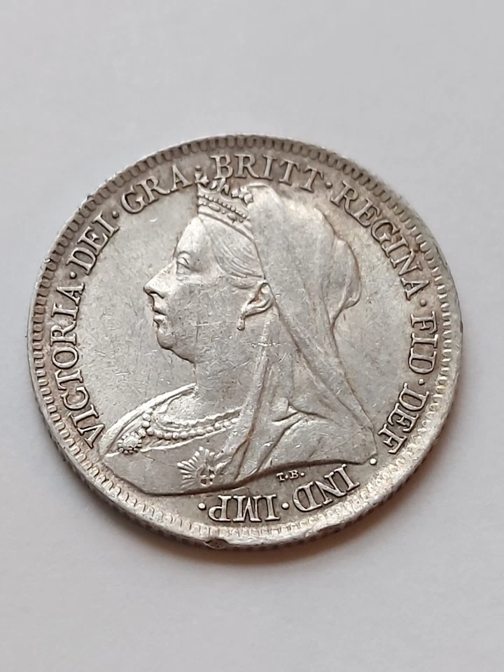 1901 Queen Victoria Sixpence Six Pence 6p 6d Old Veiled Head Quality Silver Coin - Image 2 of 4