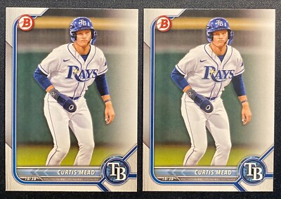 Curtis Mead 2022 Bowman Draft x2 RC Rookie Prospect Paper Base Lot RAYS