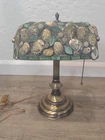 Vintage Richard Hoosin Tiffany Style Natural Sea Shell Stained Glass Table Lamp