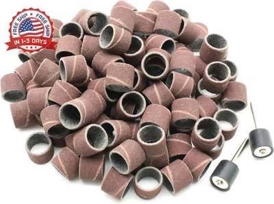 TEMO 100 pc 1/2 Inch Sand Drum Grit 240 Fine with 2 pc 1/8 Inch Mandrel for Drem