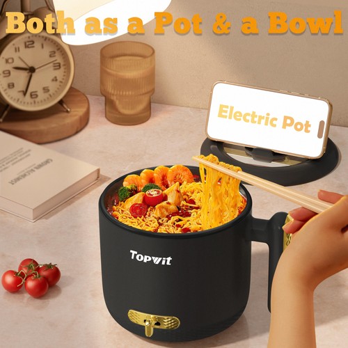 Hot Pot Electric with Steamer, 1.8L Ramen Cooker, Portable Electric Pot for C... - Bild 4 von 8