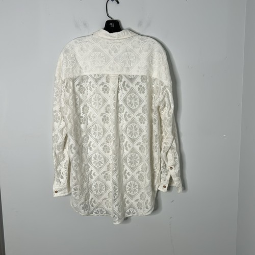 Anthropologie Pilcro White Lace Button Down Blouse - Picture 6 of 9