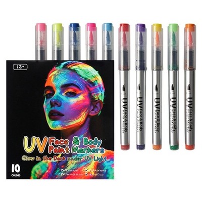 Blacklight Face Paint Markers, 10 Color Makeup Markers for Face Body Painting