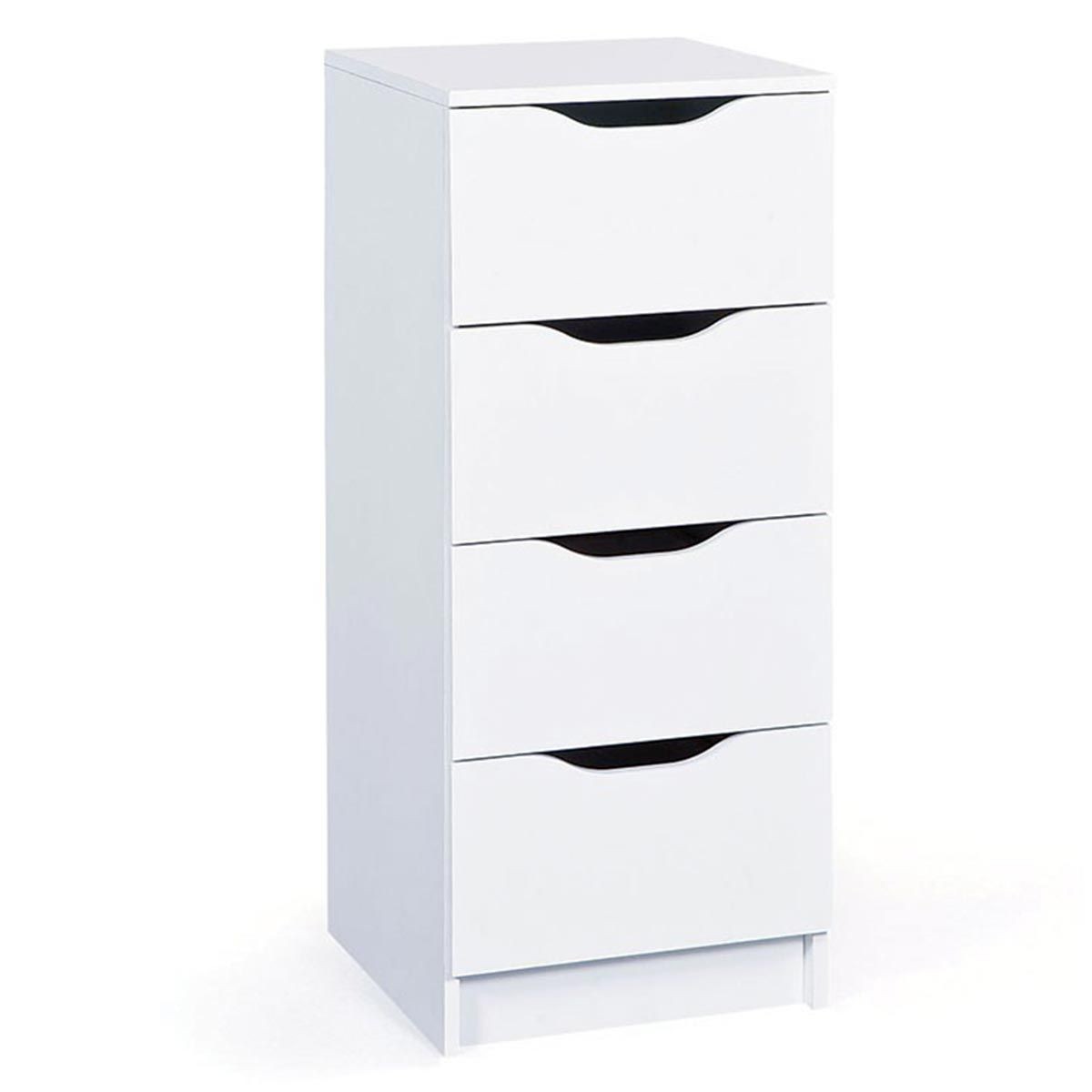 Chiffonnier 4 tiroirs Tilda blanc de 41cm pour petits espaces