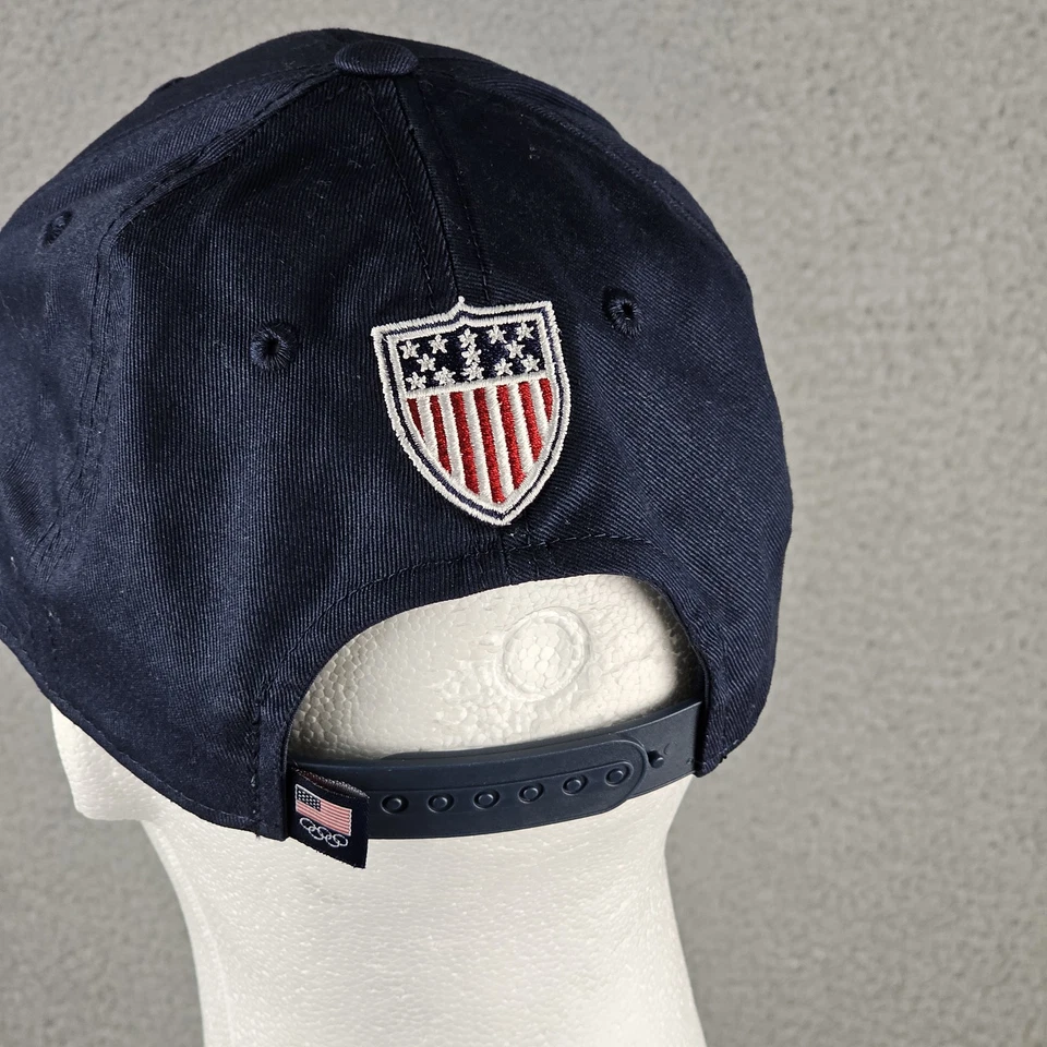 Equipo EE. UU. Gorra Gorra Snap Back Azul Marino Hombres Juegos Olímpicos Bandera de EE. UU. Escudo OSFA Deportes Foto 3 de 4