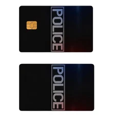 BLACK MULTICOLOR POLICE Bank Debit Credit Card Skin Sticker Cover Set 2PCS