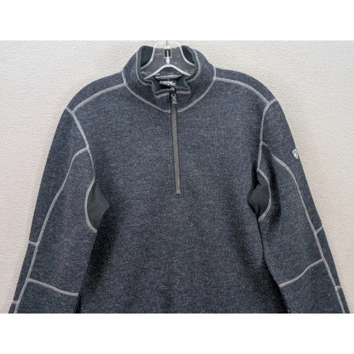 Kuhl Thor 1/4 Zip Pullover Sweater Men's Sz S Black Wool Thermo Kore Thumb Holes - Image 3 of 4
