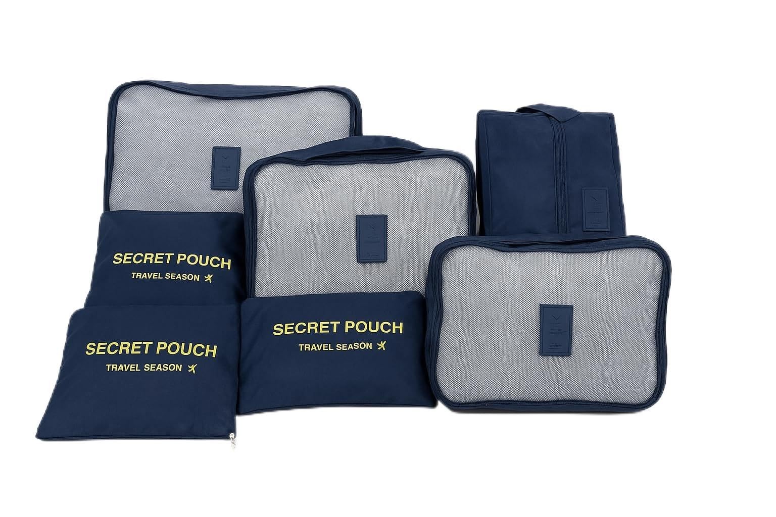 Organizer Set Navy Blue Mesh Packing Cubes 7 Piece Storage B