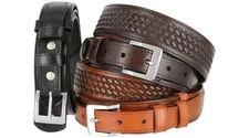 Genuine Full Grain Leather Basketweave Engraved Western Ranger Belt
