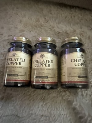 Solgar Chelated Copper 100 Tablets Lot Of 3. Exp  5/28 & 6/28