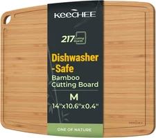 Dishwasher Safe Bamboo Cutting Board, Lightweight & Durable Wood Cutting Board,