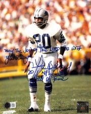Lem Barney Signed & Inscribed Detroit Lions 8x10 Photo Beckett