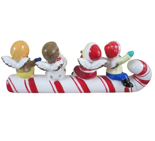 Vintage Christmas Candy Cane elves Sleigh Ride Kids Angels Cracker Barrel - Picture 3 of 6