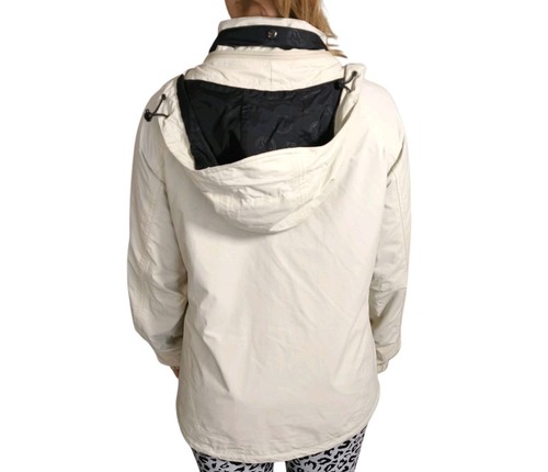 Womens Hooded Waterproof Jacket AIGLE in Beige Sand Polyamide UK SIZE 12 Hiking - Picture 2 of 11