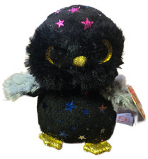 Ty Beanie Boos Hyde the Owl 6” Black Stars Plush Stuffed Animal