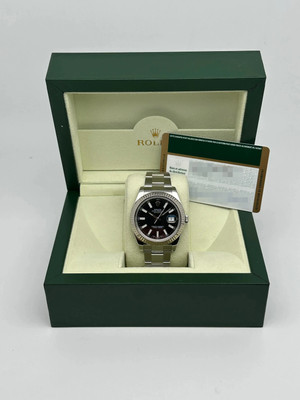Rolex Datejust II Stahl 18K Weiß Gold Schwarz Zifferblatt Automatisch Herren Uhr