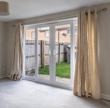 Cream Eyelet Lined Curtains 90x90 Inch