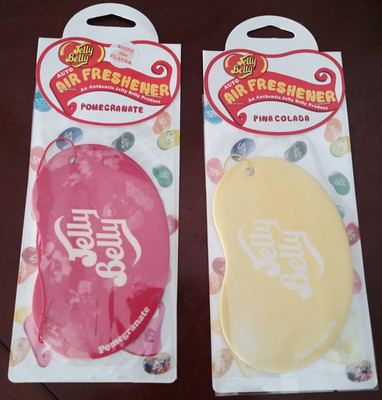 Lot 2Jelly Belly PINA COLADA & POMEGRANATE Scent Auto Boat Hanging Air Freshener