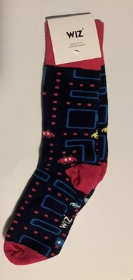 Wiz Socks Retro Video Game Design Pac-Man Atari-Style One Pair Crew - BRAND NEW