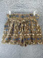 L'AGENCE Shorts Women's 4 Alex Paisley Baroque Paper Bag 100% Silk Belted 