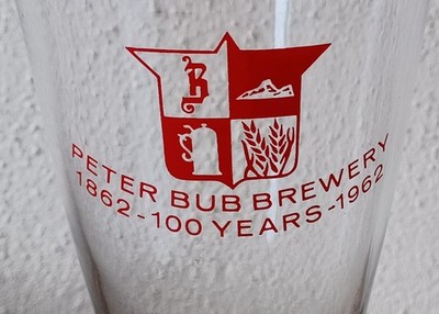 Pair of 2 VTG 1962 Peter Bub Brewery 100th Anniv Pilsner Glasses Winona MN Bub s