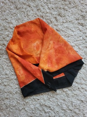 Vintage Marbert Square Scarf 80x80 Abstract Orange Black Lightweight