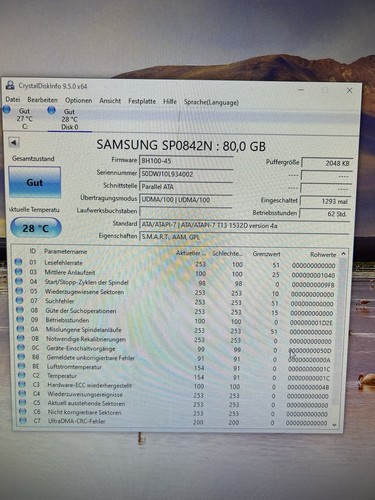 Samsung Festplatte 80GB SP0842N 7200rpm PATA Wenig Laufzeit Rarität - Bild 2 von 2