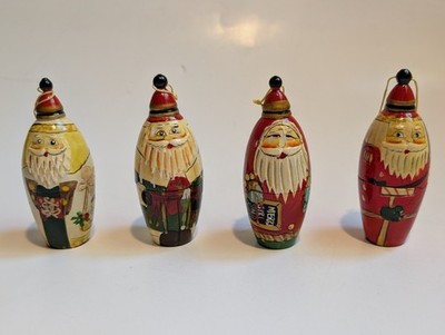 4 Vintage Authentic Models Santa Christmas Ornaments With Box CD022 Russian Doll