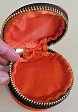 Rustic Cuff Jewelry, Bracelet, Zip Pouch Goldtone Logo Hardware 3" Round 1" Tall