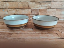 2-Denby Potters Wheel - Brown & Tan Cereal /Soup Bowls 13.5x 5.5cm Stoneware