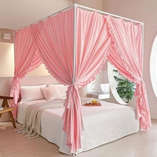 Princess Canopy Bed Curtains with Top Ties - Windproof & Lightproof