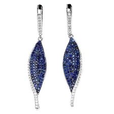 925 Sterling Silver Earrings Sapphire Round Diamond Cut Topaz Gemstone Jewelry