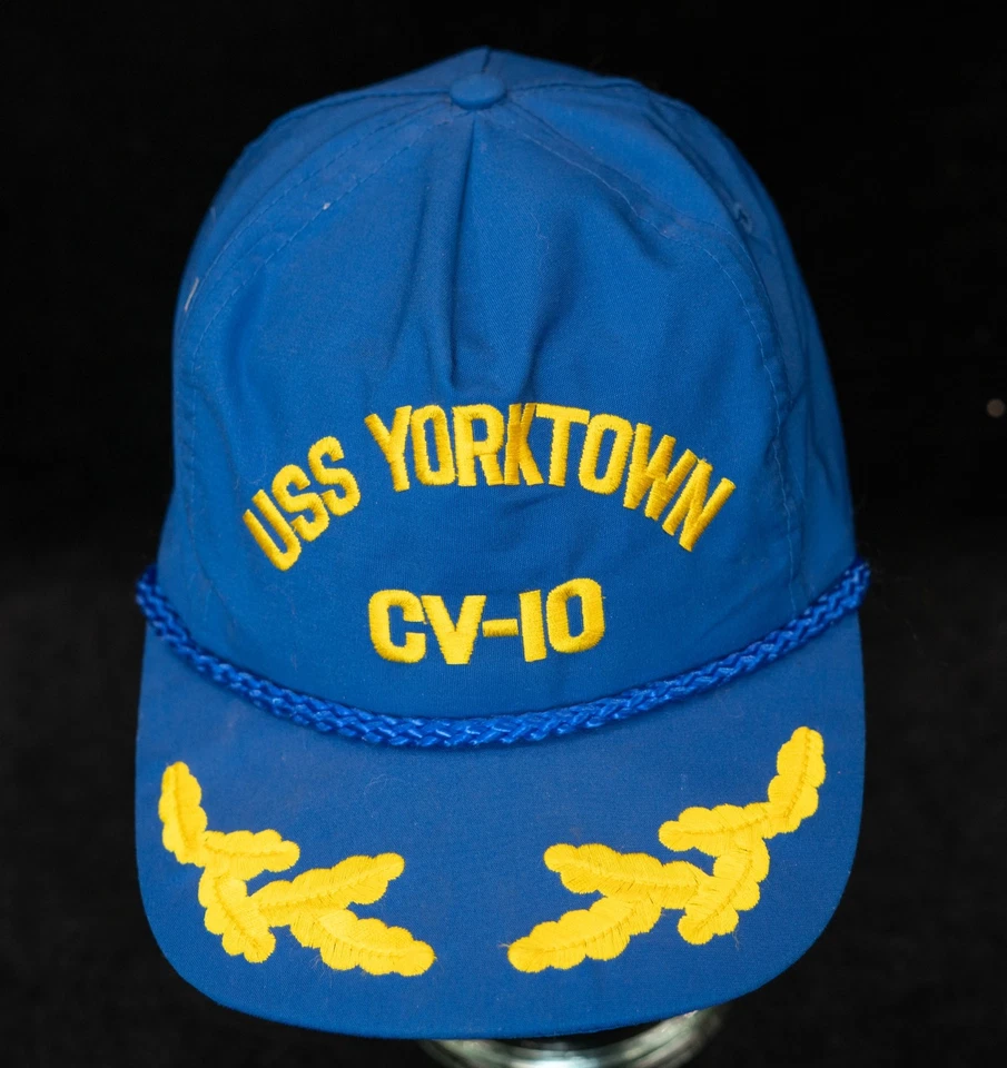 USS Yorktown CV-10 Hat Cap USN Navy Adjustable Blue Made in USA Vintage Snapback - Image 2 of 4