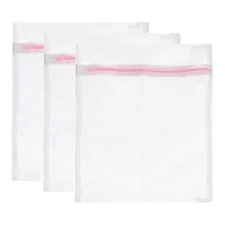 3Pcs 15.7"x19.7" Mesh Laundry Bags with Zipper Mesh Wash Bag for Laundry Pink