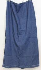 VTG 80s Chico's Design Denim Skirt sz 2 Plus Womens Blue Jean Elastic Waist Zip