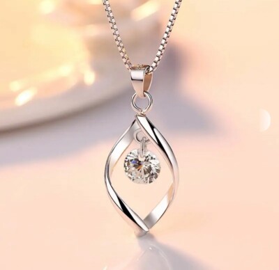 Halskette Tropfen Anhänger Silber 925 Damen Zirkon, Sterling Silberkette Frauen