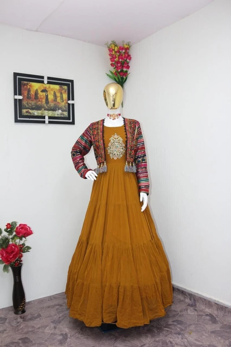 Traditional Look Women Gown With Jacket Beautiful Dress Fox Georgette Printed