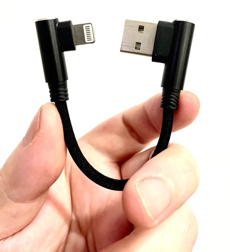 Câble de charge USB court 12 cm pour iPhone 12 X 11+9+8+7+6+ iPad |90° angle droit - Photo 6 sur 7