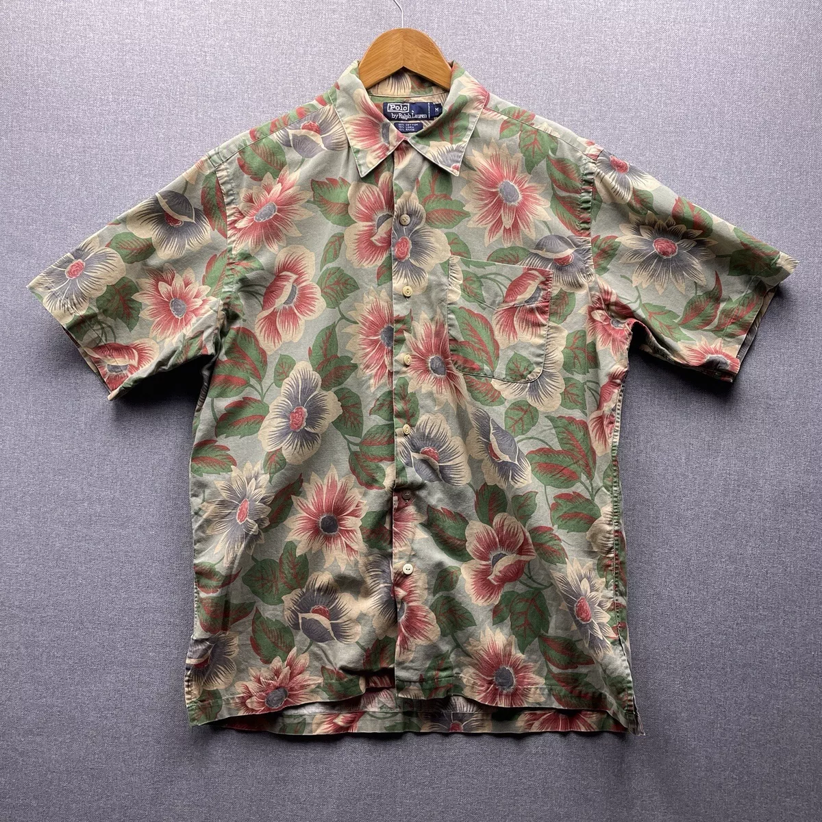 Polo Ralph Lauren Button Up Shirt Adult Medium Thin Hawaiian