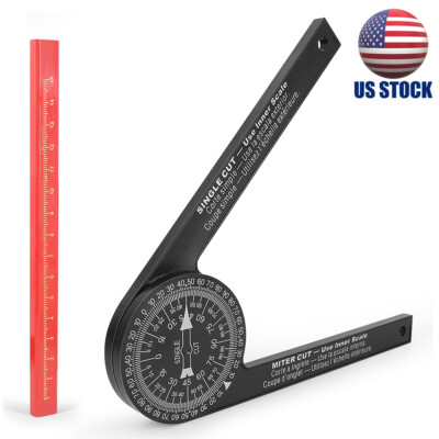 US Miter Saw Protractor High Accuracy Angle Finder Measuring Ruler Tool + Pencil