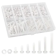 M3 White Nylon Plastic Pan round Head Screws, Nut Bolts, Gasket Assortment Kit(M