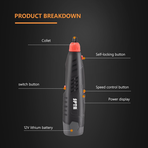 Cordless Rotary Tool, Cordless Mini Car Polisher, 36Pcs 12V Li-Ion Battery IVT - Picture 3 of 12