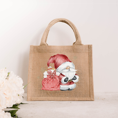 Christmas Gonk JUTE Gift Bag Santa gift present bag for life UK